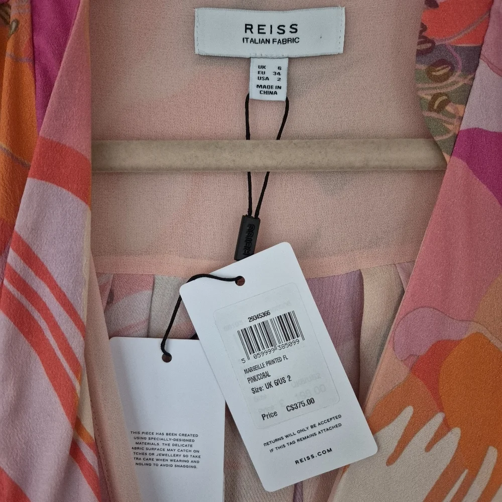 Reiss Marseille Floral Tropical Print Mini Wrap Dress NWT - Picture 8 of 9